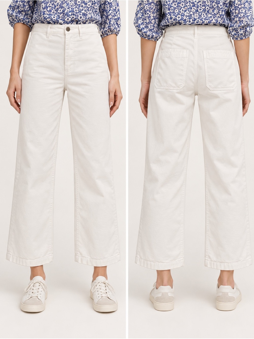 J.Crew Slim Wide Leg Cropped Jeans White High Rise Size 30 AL106